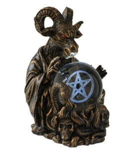 Baphomet Mit Pentagramm LED Kugel 16cm -Spooky Fun Günstiges Geschäft baphomet mot pentagramm led kugel baphomet with pentagram led magic ball gothic deko 51352 03