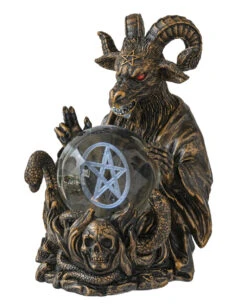 Baphomet Mit Pentagramm LED Kugel 16cm -Spooky Fun Günstiges Geschäft baphomet mot pentagramm led kugel baphomet with pentagram led magic ball gothic deko 51352 04