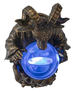 Baphomet Mit Pentagramm LED Kugel 16cm -Spooky Fun Günstiges Geschäft baphomet mot pentagramm led kugel baphomet with pentagram led magic ball gothic deko 51352 05