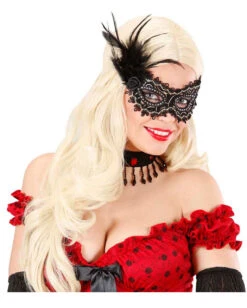 Black Mystic Augenmaske Mit Rose & Federn -Spooky Fun Günstiges Geschäft black mystic augenmaske venezianische augenmasken kaufen kostuemzubehoer 36579 02