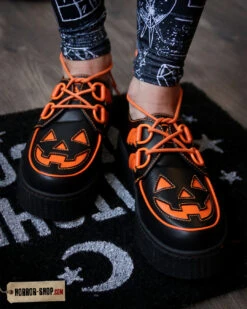 Jack O'lantern Trick Or Treat Creepers Schuhe Schwarz -Spooky Fun Günstiges Geschäft black orange