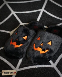 Kreepy Kozy Jack Plüsch Hausschuhe Schwarz -Spooky Fun Günstiges Geschäft blackorange
