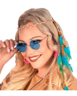 Blaue 70er Sonnenbrille -Spooky Fun Günstiges Geschäft blaue 7oer jahre sonnenbrille hippie sonnebrille karnevals brille 17261 003