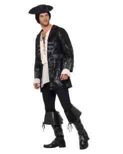 Buccaneer Piraten Kostüm-Jacke Schwarz -Spooky Fun Günstiges Geschäft buccaneer piraten kostuem jacke schwarz seeraeuber kostuem zubehoer piratenjacke fasching 35794 3