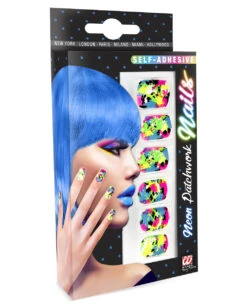 Bunte Neon 80er Jahre Fingernägel 12 St. -Spooky Fun Günstiges Geschäft bunte neon fingernaegel 80er jahre fingernaegel techno fingernaegel neoan patchwork fingernails 36711 03
