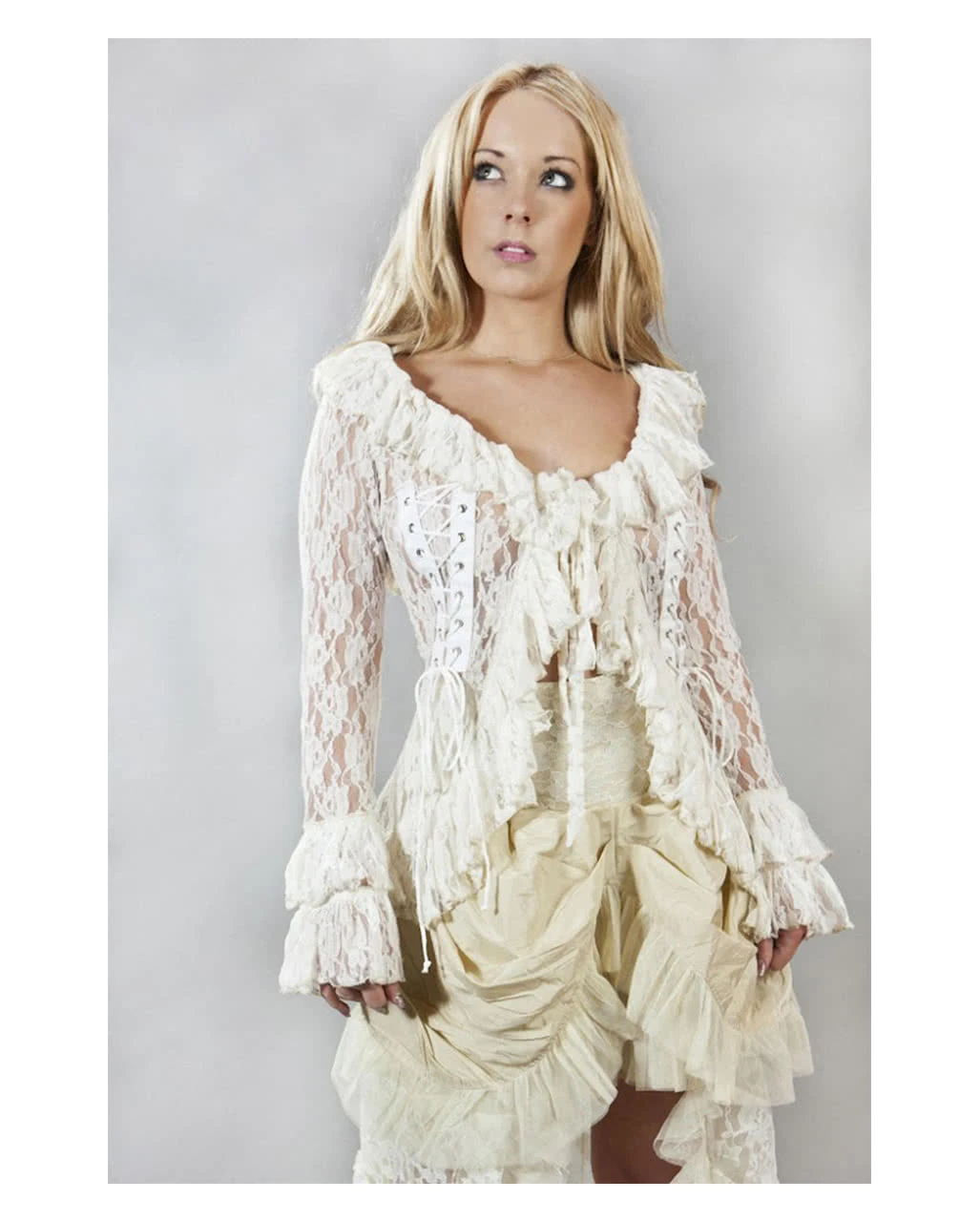 Burleska Jacke Aus Spitze & Brokat Beige 1 Burleska Jacke Aus Spitze & Brokat Beige