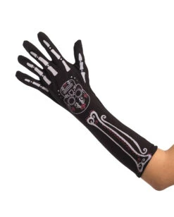 Day Of The Dead Sugar Skull Handschuhe -Spooky Fun Günstiges Geschäft day of the dead sugar skull handschuhe halloween kostuem zubehoer sugar skull gloves 39752 02