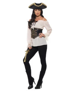 Deluxe Piratenbluse Mit Corsage -Spooky Fun Günstiges Geschäft deluxe piratenbluse mit spitze fuer damen seeraeuber braut kostuembluse piratin kostuemzubehoer 35802 3