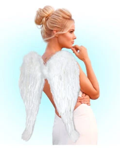 Engelsflügel Mit Weißen Federn 67x64cm -Spooky Fun Günstiges Geschäft engelsfluegel mit weissen federn white angel wings with feathers kostuemzubehoer 52050 02