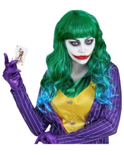 Evil Joker Damenperücke -Spooky Fun Günstiges Geschäft evil joker langhaarperuecke evil joker cosplay wig faschingsperuecke halloween peruecke 36995 02 1