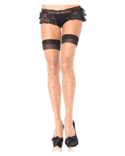 Overknee Feinstrümpfe Polka Dots