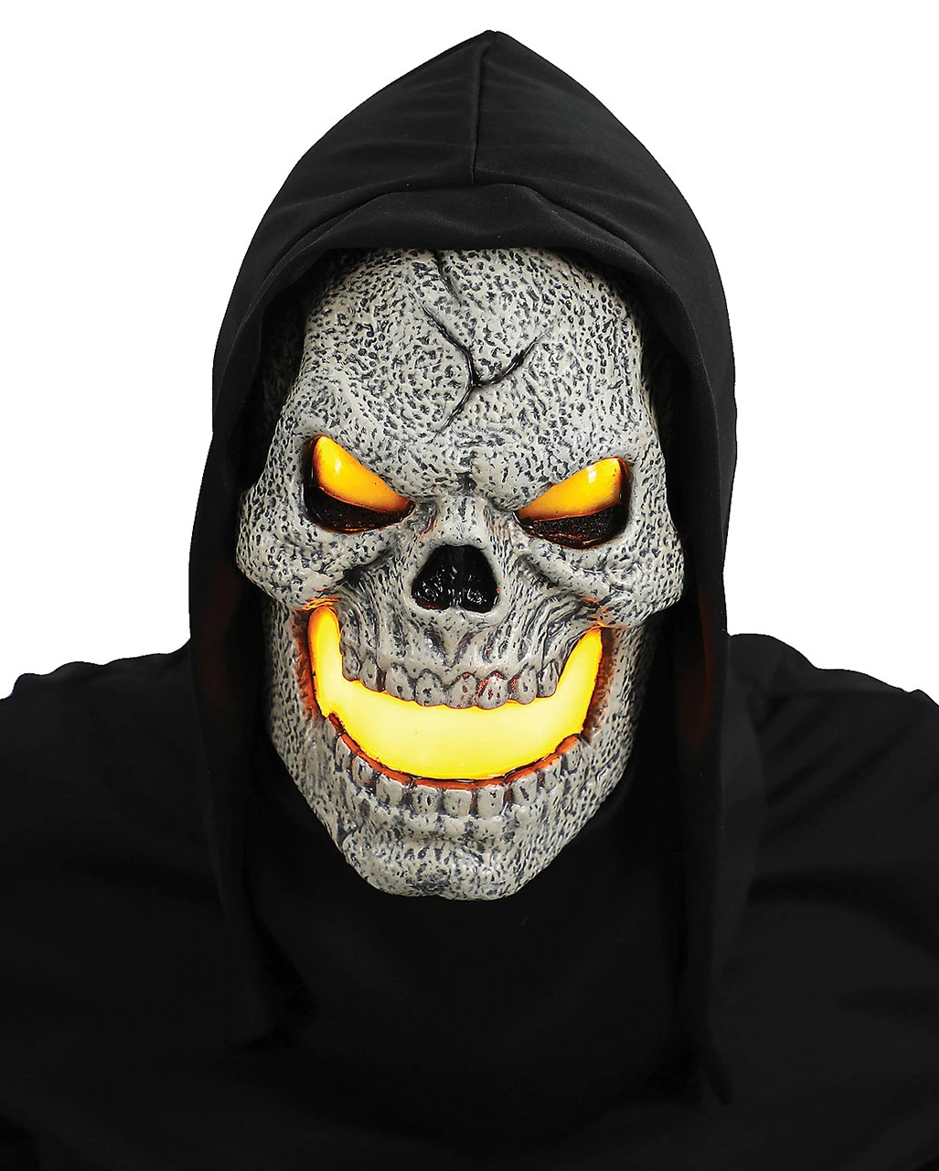 Flammen Skull LED Maske Gelb 1 Flammen Skull LED Maske Gelb