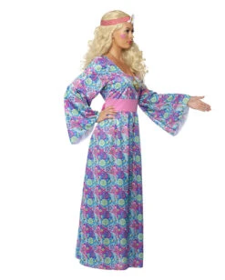 Flower Child Maxi Kostüm -Spooky Fun Günstiges Geschäft flower child maxi kostuem hippie kleid woodstock kostuem bild2 23211