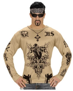 Gang Member Gangster T-Shirt -Spooky Fun Günstiges Geschäft gang member gangster tattoo shirt faschings kostuem bad taste mottoparty kostuem 36687 02 1