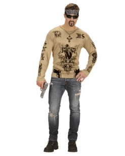 Gang Member Gangster T-Shirt -Spooky Fun Günstiges Geschäft gang member gangster tattoo shirt faschings kostuem bad taste mottoparty kostuem 36687 03 1