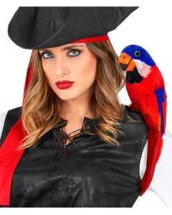 Gefiederter Papagei Rot Und Blau -Spooky Fun Günstiges Geschäft gefiederter papagei rot blau piraten papagei piraten kostuemzubehoer feathered parrot red and blue 17140 003