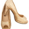 Glitter Peep Toe Pumps Gold