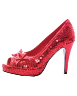 Glitter Pumps Mit Schleife Rot -Spooky Fun Günstiges Geschäft glitter pumps mit schleife rot sexy pumps mit glitzernden pailetten 25342 2