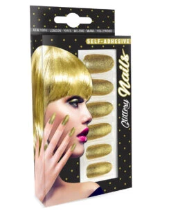 Glitzer Fingernägel Gold 12 St. 5 Glitzer Fingernägel Gold 12 St. -Spooky Fun Günstiges Geschäft gold glitzernde fingernaegel selbstklebende fingernaegel gold gold fingernails self adhesiv 36690 03 2