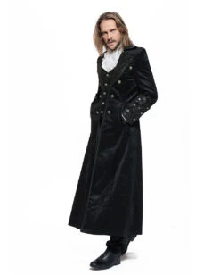 Gothic Vampir Piratenmantel -Spooky Fun Günstiges Geschäft gothic vampir piraten mantel gothic samtmantel schwarzer herrenmantel 54312 05