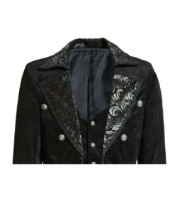 Gothic Vampir Piratenmantel -Spooky Fun Günstiges Geschäft gothic vampir piraten mantel gothic samtmantel schwarzer herrenmantel 54312 07