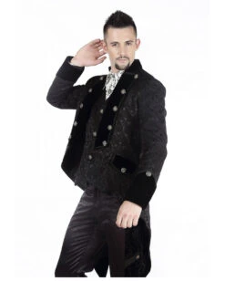 Gothic Herren Brokat Gehrock Schwarz -Spooky Fun Günstiges Geschäft gothic herren gehrock schwarz gothic brokat mantel gothic fashion 660703 03