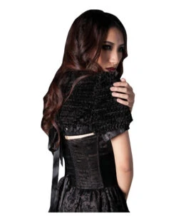 Mini Cape Schwarz -Spooky Fun Günstiges Geschäft gothic mini cape schwarz gothic bolero rueschen bolero 660594 2