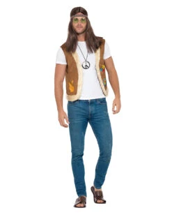 Hippie Weste Mit Kunstfell Und Print -Spooky Fun Günstiges Geschäft hippie weste mit kunstfell und print 60er jahre kostuemzubehoer 60s verkleidung fasching 35800 2