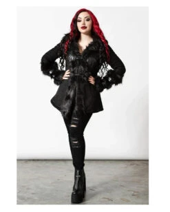 KILLSTAR Flies By Night Kunstfell Mantel -Spooky Fun Günstiges Geschäft killstar flies by night kunstfell mantel killstar flies by night faux fur coat killstar fashion 52105 03