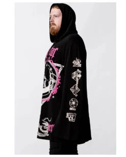 KILLSTAR Meditate Longline Hoodie -Spooky Fun Günstiges Geschäft killstar meditate longline hoodie gothic fashion deko und wohnaccesosires online kaufen 51986 2