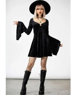 KILLSTAR Nightcall Langarm Kleid -Spooky Fun Günstiges Geschäft killstar nightcall langarm kleid killstar nightcall longsleeve dress gothic kleid leo print gothic fashion 53344 3