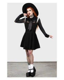 KILLSTAR Oriel Pinafore Latzkleid -Spooky Fun Günstiges Geschäft killstar oriel pinafore latzkleid killstar oriel pinafore dress gothic kleid gothic mode 54064 3