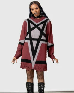 KILLSTAR Star Crux Strick Pullover -Spooky Fun Günstiges Geschäft killstar star crux strick pullover oversized gothic pullover killstar fashion gothic mode gothic bekleidung gothic accessoires und geschenkartikel 54044 1