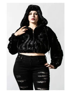 KILLSTAR Starchild Kunstfell Bomber Jacke -Spooky Fun Günstiges Geschäft killstar starchild kunstfell bomber jacke killstar faux fur bomber jacket gothic fashion 52098 01