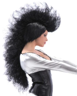 Lange Punk Perücke Schwarz