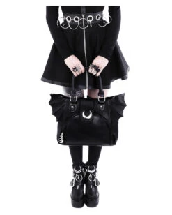 Moon Bag Mit Fledermaus Flügel -Spooky Fun Günstiges Geschäft moon bag gothic handtasche mit fledermausfluegel moon bag gothic handbag with bat wings 53770 04