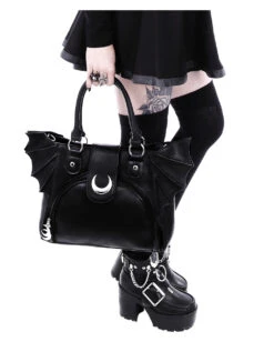 Moon Bag Mit Fledermaus Flügel -Spooky Fun Günstiges Geschäft moon bag gothic handtasche mit fledermausfluegel moon bag gothic handbag with bat wings 53770 05