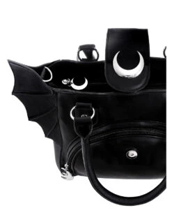 Moon Bag Mit Fledermaus Flügel -Spooky Fun Günstiges Geschäft moon bag gothic handtasche mit fledermausfluegel moon bag gothic handbag with bat wings 53770 06
