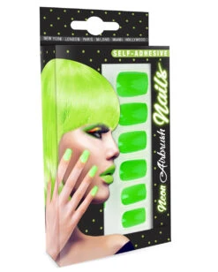 Neon Airbrush Fingernägel Neon Grün -Spooky Fun Günstiges Geschäft neon airbrush fingernaegel neon gruen neon fingernails neon green falsche fingernaegel 36697 03