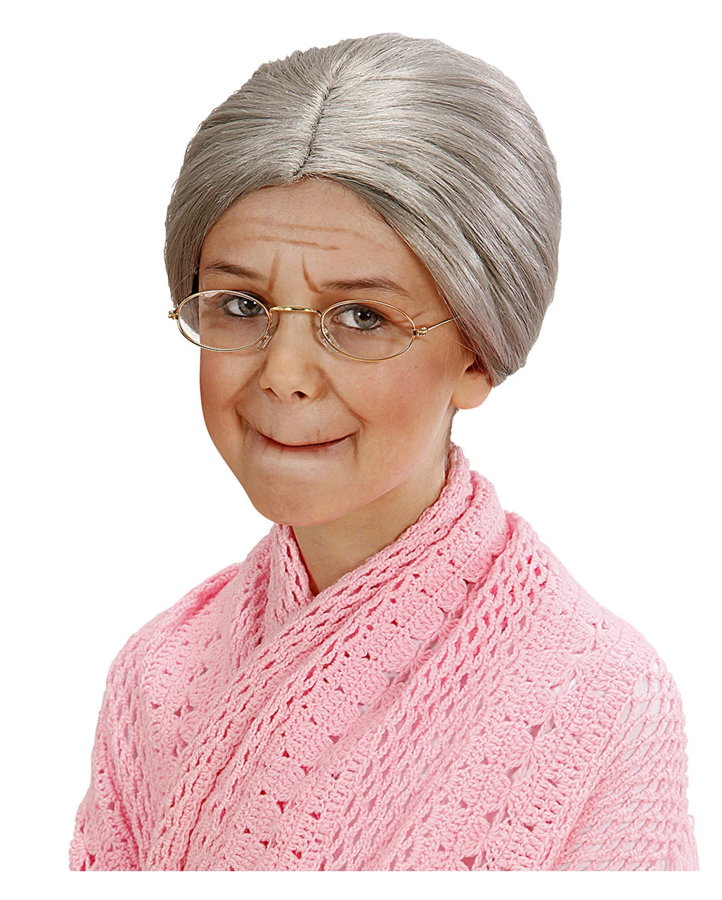 Graue Oma Kinderperücke Mit Knoten 3 Graue Oma Kinderperücke Mit Knoten – Bild 3