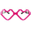 Pixel Herz Brille Neonpink