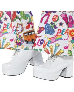 Herren Disco Plateau Schuhe Weiß