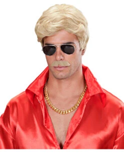 Playboy Herrenperücke Mit Schnurrbart Blond -Spooky Fun Günstiges Geschäft playboy herrenperuecke mit schnurrbart blond playboy mens wig with moustache blond playboy maennerperuecke blond 36727 02