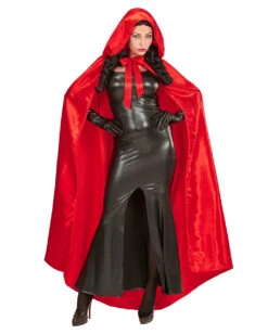 Roter Satinumhang Mit Kapuze -Spooky Fun Günstiges Geschäft roter satin umhang maerchen kostuemzubehoer red satin cape 29377 2