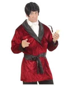 Rotes Playboy Jacket Mit Gürtel & Schal