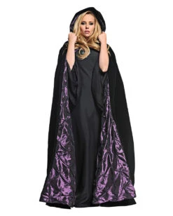 Samt Kapuzenumhang Schwarz-violett