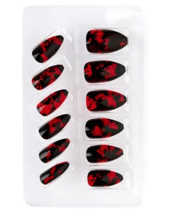 Schwarze Fingernägel Mit Blood Splatter 12 St. -Spooky Fun Günstiges Geschäft schwarze fingernaegel mit blood splatter fingernaegel mit blutspritzer black fingernails with blood splatter 36703 02
