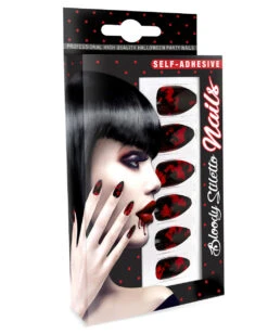 Schwarze Fingernägel Mit Blood Splatter 12 St. -Spooky Fun Günstiges Geschäft schwarze fingernaegel mit blood splatter fingernaegel mit blutspritzer black fingernails with blood splatter 36703 03