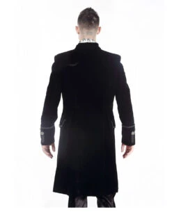 Gothic Aristokrat Herren Mantel Schwarzer Samt -Spooky Fun Günstiges Geschäft schwarzer gothic aristokrat samt mantel gothic mantel black velvet mens coat gothic mode 54366 04