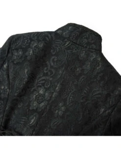 Schwarzer Gothic Damen-Langmantel Mit Spitze -Spooky Fun Günstiges Geschäft schwarzer gothic damen langmantel black gothic long coat for woman gothic kleidung 54558 06